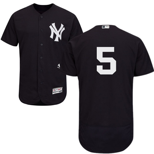 Yankees #5 Joe DiMaggio Navy Blue Flexbase Authentic Collection Stitched MLB Jersey - Click Image to Close